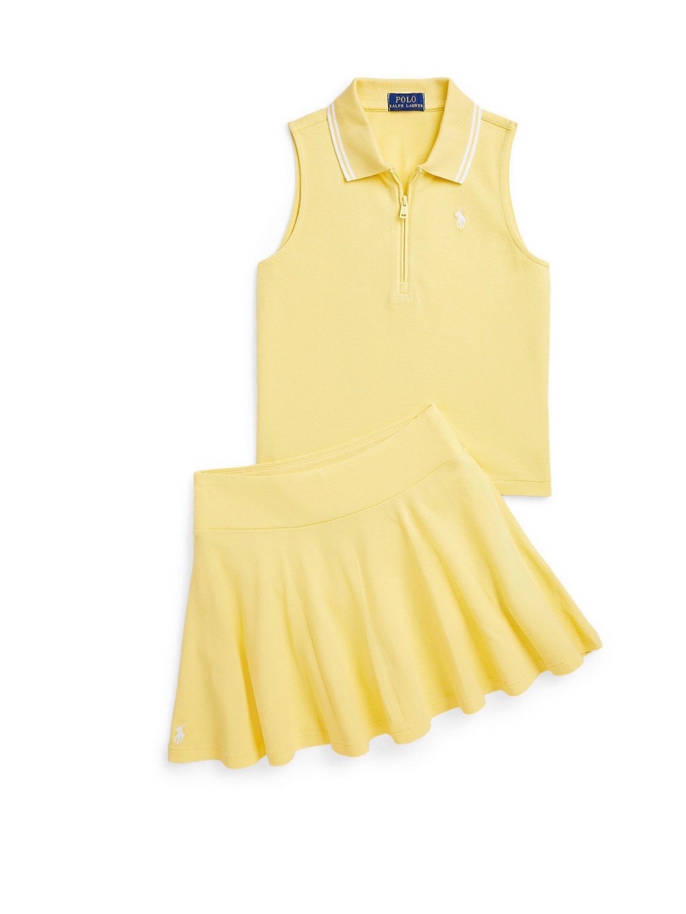 Ralph Lauren Girls Pale Yellow Sleeveless Polo Top & Skirt Set